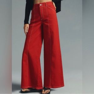 Maeve by Anthropologie Wide Leg Red Jeans 32